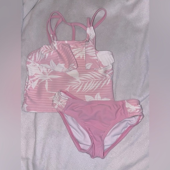 KENSIE Girl pink swimsuit Hawaiian floral print tankini 4 5 6 7 bikini - Picture 1 of 11